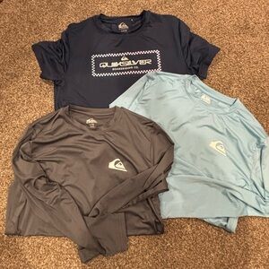 Quiksilver Trio Long Sleeve Shirts - Dark Blue, Sky Blue, Charcoal